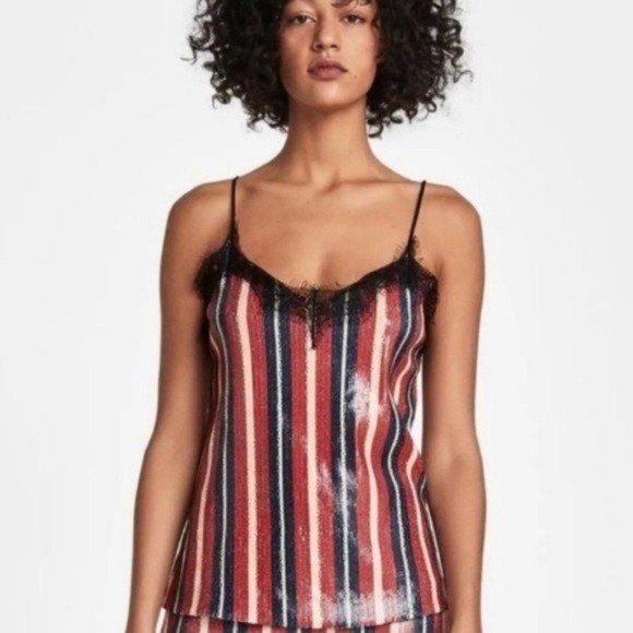 NWT Zara Strappy Striped Sequin & Lace Cami Top - Picture 16 of 16